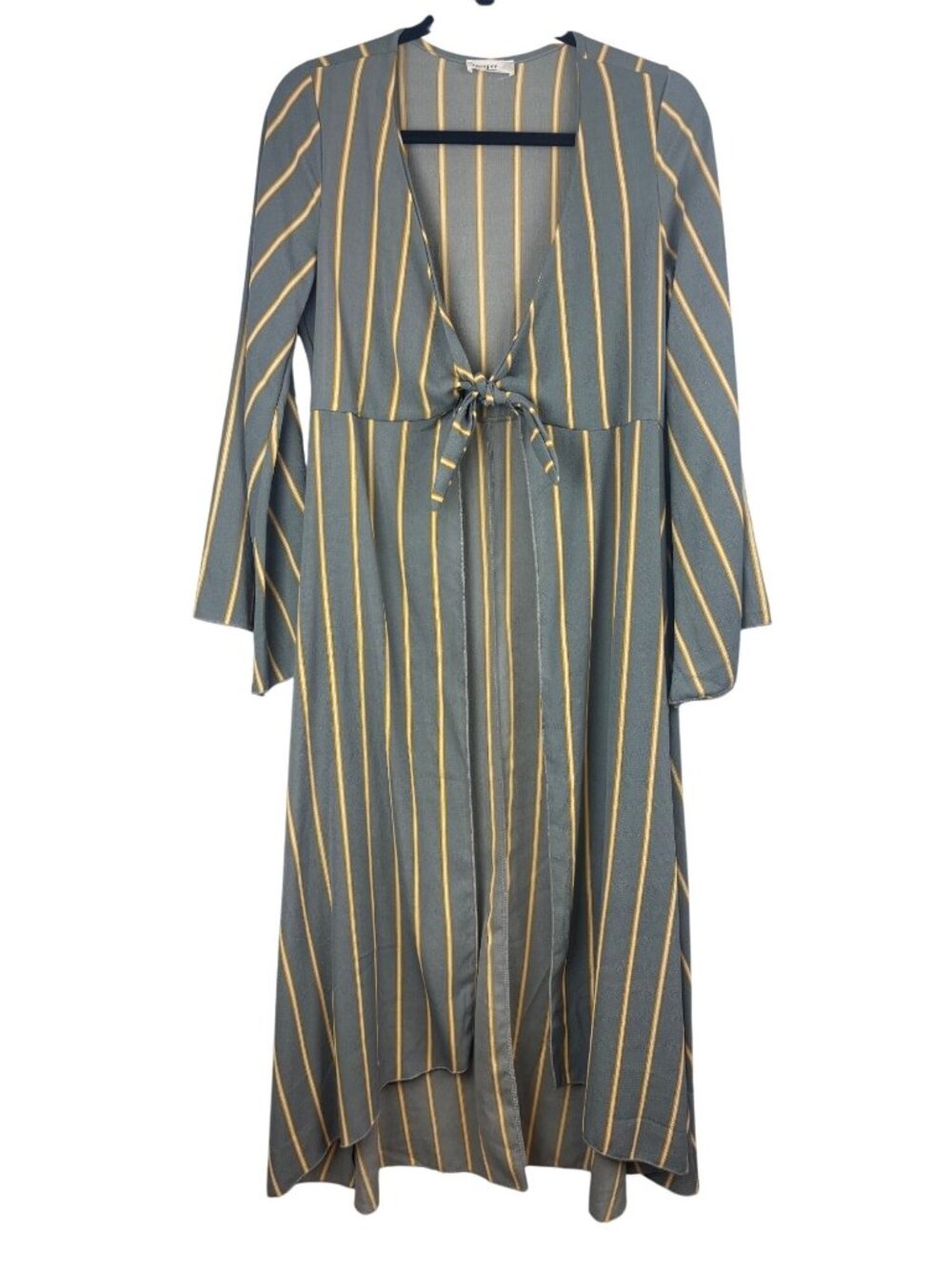 ✨3/$30 S Striped Open-Front Maxi Duster Kimono Top Bell Sleeves Boho Festival